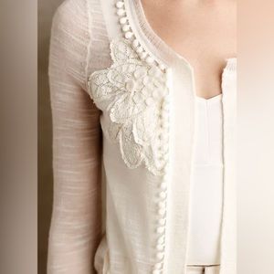Anthropologie Pom Fringe Cardigan